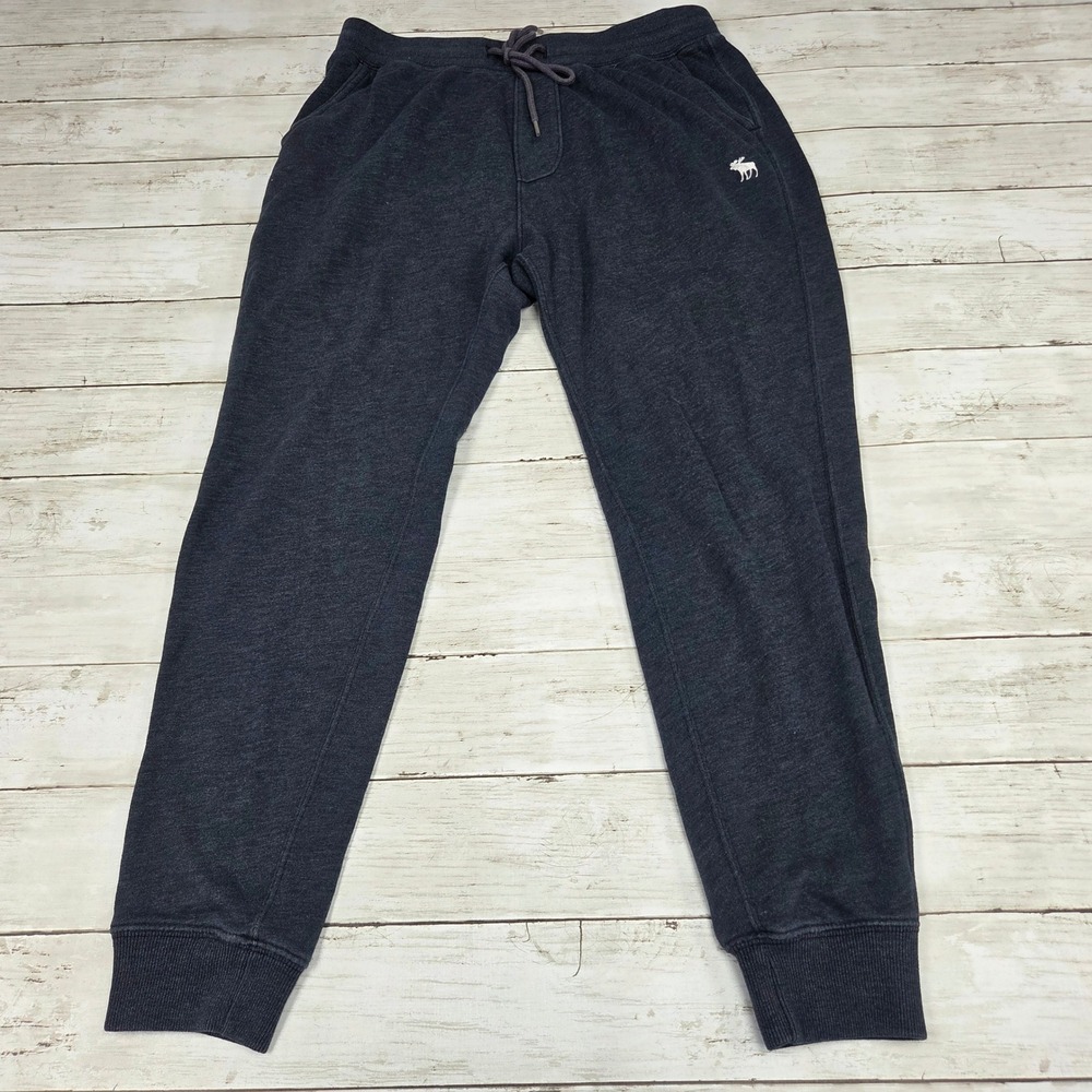 Abercrombie & Fitch Soft A&F Fleece Joggers Men M Navy Blue Embroidered Logo